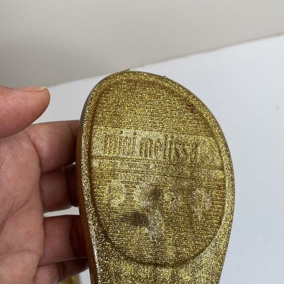 Mini Melissa Ultra Heart Me Sparkle Gold Glitter Sparkle Ballet Jelly S… - Picture 9 of 11